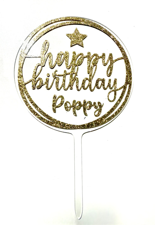 Custom small acrylic round cake topper